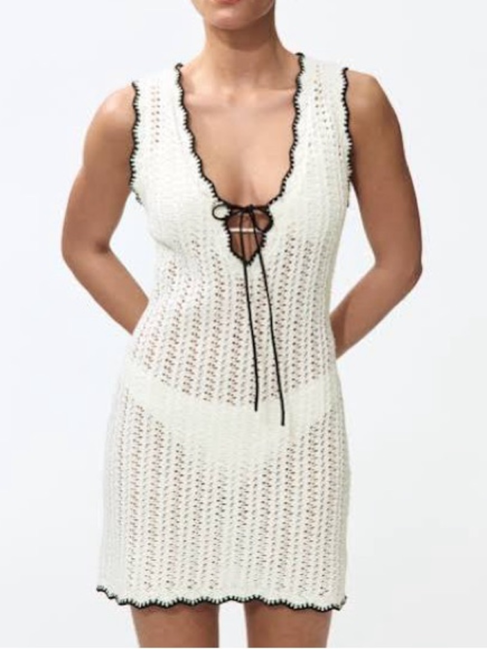 Beautiful Sincerely Jules open-knit sleeveless crochet mini dress/coverup.
